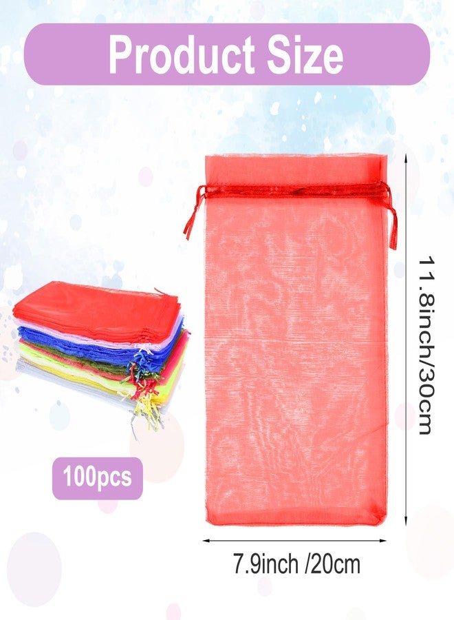 Lemecima 100 Pack 8x12 Inches Organza Gift Bags 10 Mixed Solid Colors for Candy Chocolate Party Christmas Wedding Favor Gift - Image 2