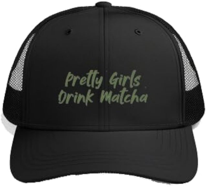 Pretty Girls Drink Matcha Plain unisex baseball cap Black