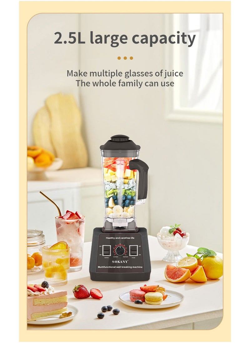 sokany - Electric Countertop Blender, Multifunction Mixer, Juicer, Grinder, with 2 Cups, 2.5L, 9-Speeds, SK-666, Black - Image 1