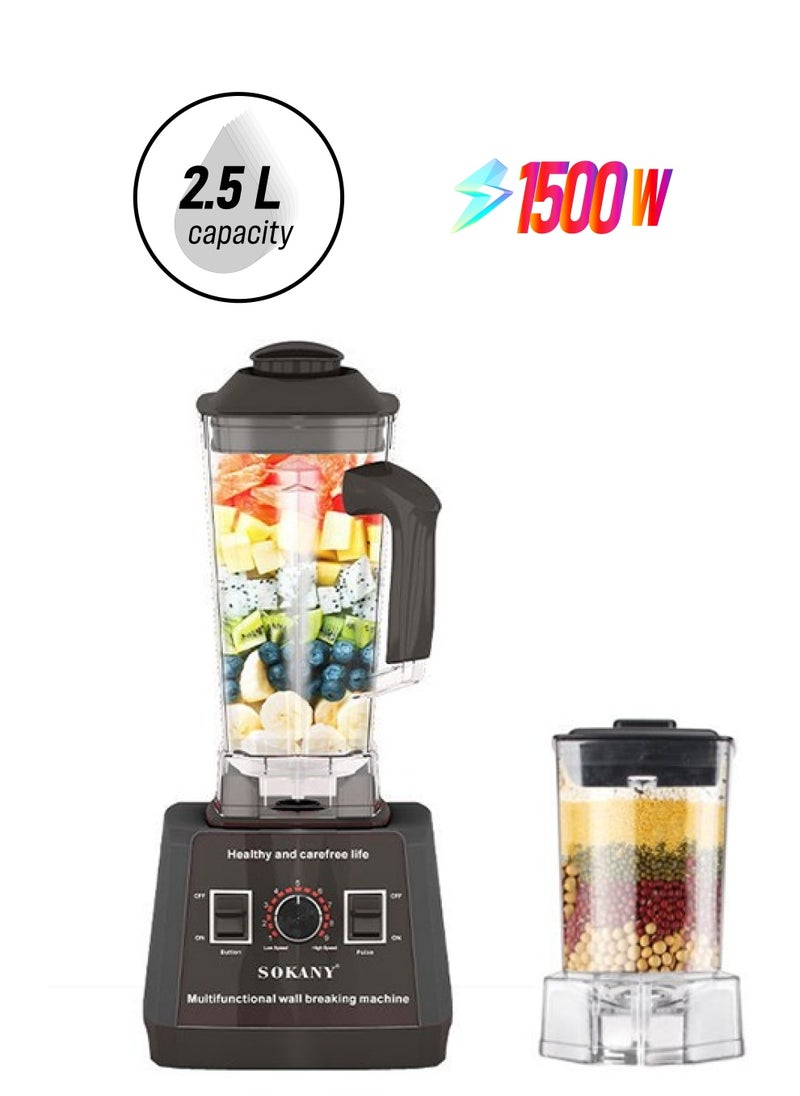 sokany - Electric Countertop Blender, Multifunction Mixer, Juicer, Grinder, with 2 Cups, 2.5L, 9-Speeds, SK-666, Black - Image 1