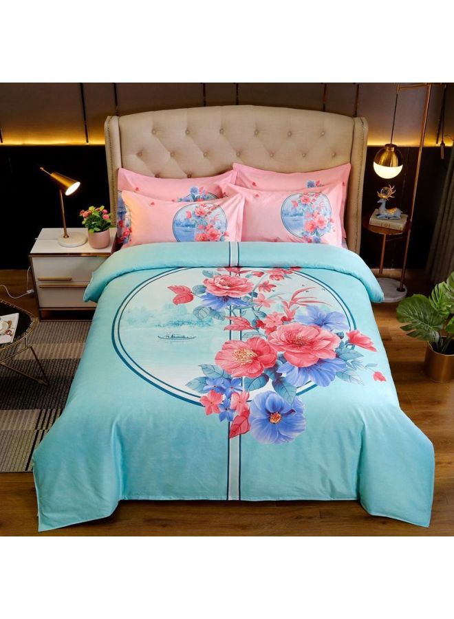 Thickened Large Edition Flower Sanding Skin-Friendly Non-Cotton Four-Piece Set Single And Double Bed Sheet Quilt Cover Dormitory Three-Piece Set Bed Dream Domain-Color:Tb*028*qinyuanchun-Specifications:Quilt Cover 1.5*2.0+sheets+pillowcases*2 - Image 1