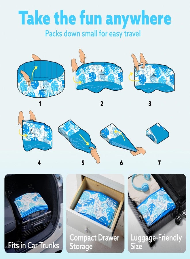 Sloosh حوض سباحة قابل للطي للكلاب من SLOOSH - حوض سباحة محمول للأطفال مصنوع من البلاستيك الصلب، صندوق ولادة للحيوانات الأليفة والقطط قابل للطي من مادة PVC السميكة والمضادة للانزلاق (48 بوصة × 12 بوصة). - Image 5