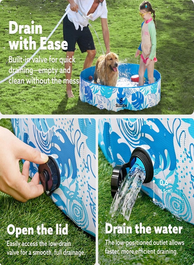 Sloosh حوض سباحة قابل للطي للكلاب من SLOOSH - حوض سباحة محمول للأطفال مصنوع من البلاستيك الصلب، صندوق ولادة للحيوانات الأليفة والقطط قابل للطي من مادة PVC السميكة والمضادة للانزلاق (48 بوصة × 12 بوصة). - Image 2
