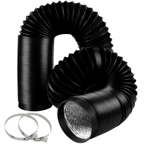 YIJUHOU 4-Inch Dryer Vent Hose 26FT, Flexible Aluminum Duct with 2 Clamps, Heavy-Duty Four Layer Protection for HVAC Ventilation and Exhaust Black - Image 1