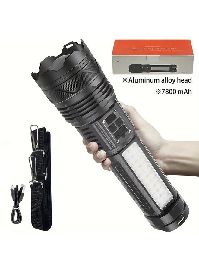 7800mAh Portable Power Bank with Flashlight USB C Charging Adjustable Beam Aluminum Alloy 1pc - Image 1