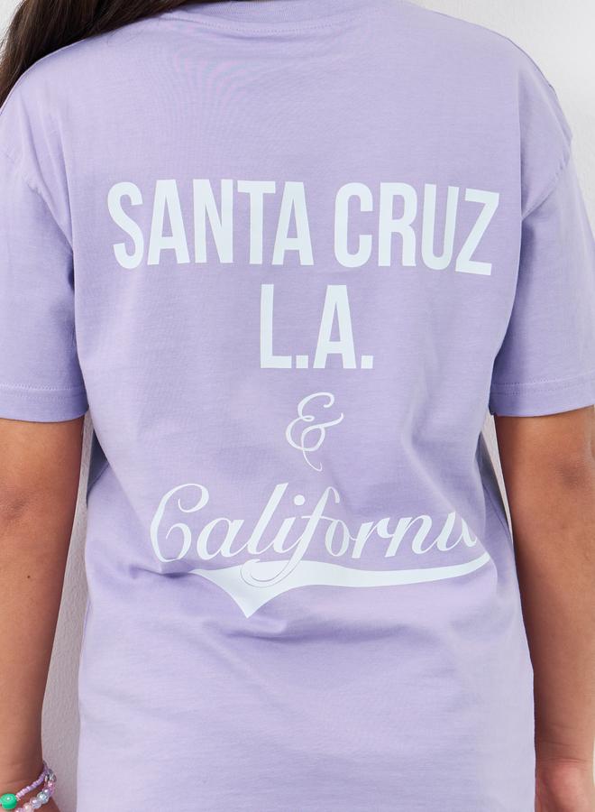 ستايلي طقم تي شيرت فضفاض بطبعة نص للبنات وسروال رياضي واسع الأرجل - Image 4