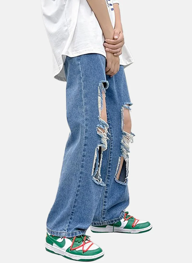 يونيكي Blue Solid Mid Rise Relaxed Fit Jeans