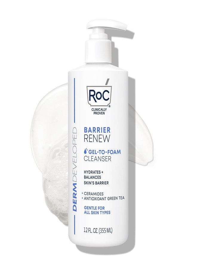 RoC جل روك بارير المتجدد إلى رغوة منظف وجه غير جاف لترطيب البشرة، 12 أونصة - Image 1