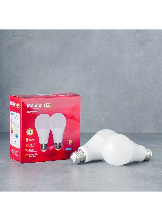 Danube Home Milano LED Bulb 2Pcs Set 15W E-27 6500K | Light Bulbs Energy Saving Lamp For Living Room Bedroom Dining Room Offices - Image 3