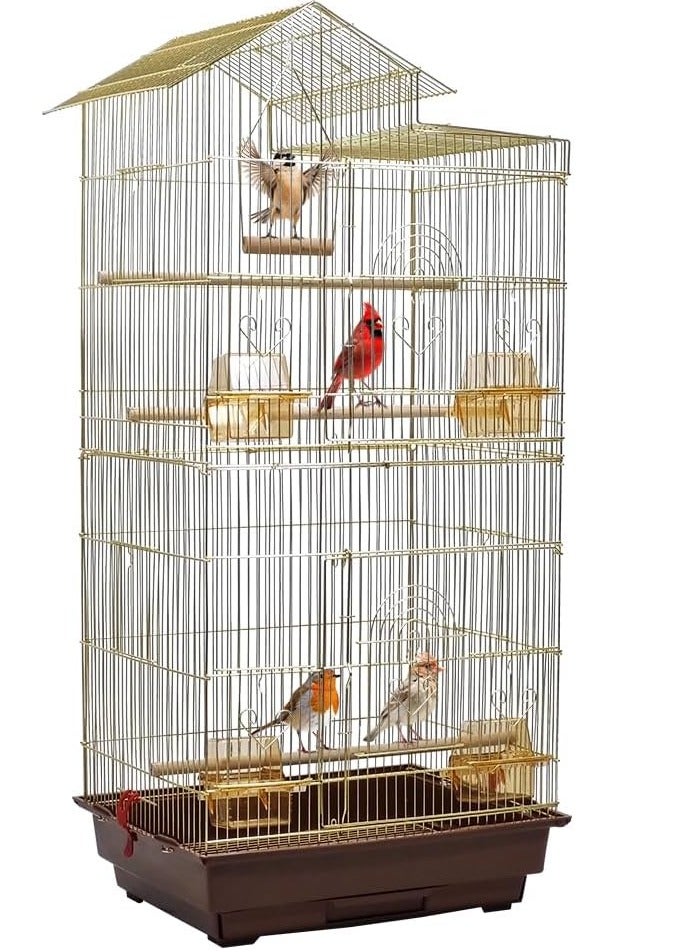 قفص طيور كبير مع 4 حاويات طعام و3 أعواد خشبية وأرجوحة مقاس 100*46*35.5 للببغاوات الصغيرة والمتوسطة مثل الكوكتيل والكوكاتو والكونيور - Image 1