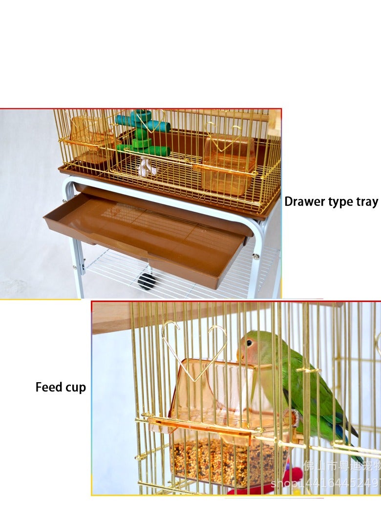 قفص طيور كبير مع 4 حاويات طعام و3 أعواد خشبية وأرجوحة مقاس 100*46*35.5 للببغاوات الصغيرة والمتوسطة مثل الكوكتيل والكوكاتو والكونيور - Image 5