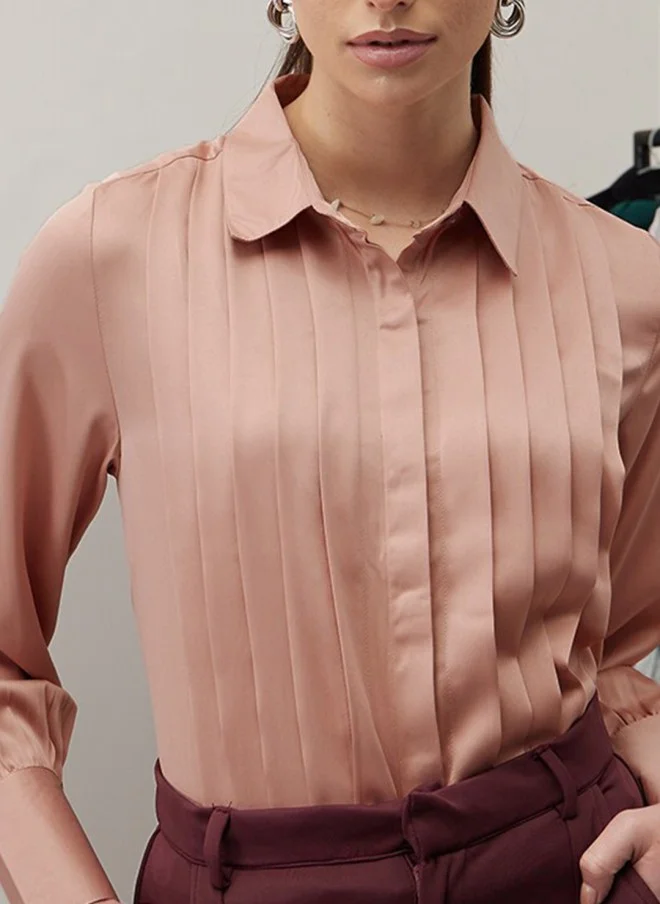 STREET 9 Pink Tartan Checks Formal Shirt for Women