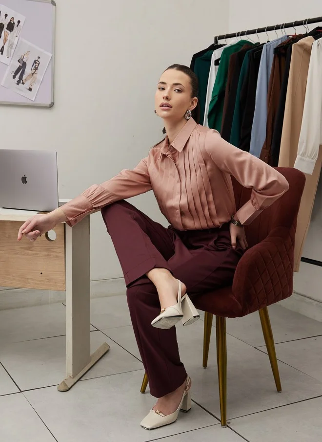 STREET 9 Pink Tartan Checks Formal Shirt for Women