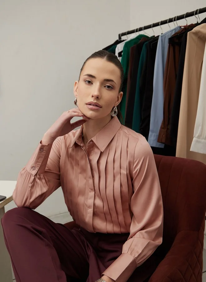 STREET 9 Pink Tartan Checks Formal Shirt for Women