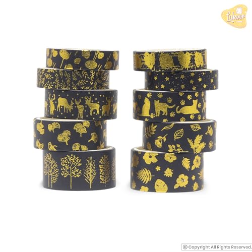 Lakeer Washi Masking Tape Set of 10 Rolls - Song of The Forest - Washi Tapes for Scrapbooking, DIY Craft, Decoration, Gift Wrapping, etc. - Image 3