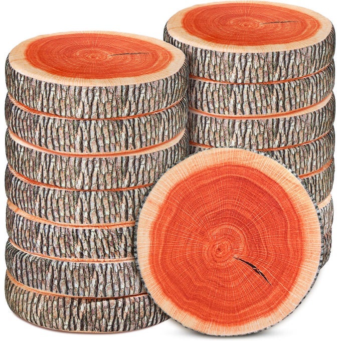 15 PCS DECORATIVE ROUND THROW PILLOW 1575 INCH STUMP CIRCLE SEATING FLOOR CUSHION 3D TREE WOOD SLICE CHAIR SEAT CUSHION GINKGO TREE RING PILLOW STUMP FOR HOME BEDROOM OFFICE DECORRED