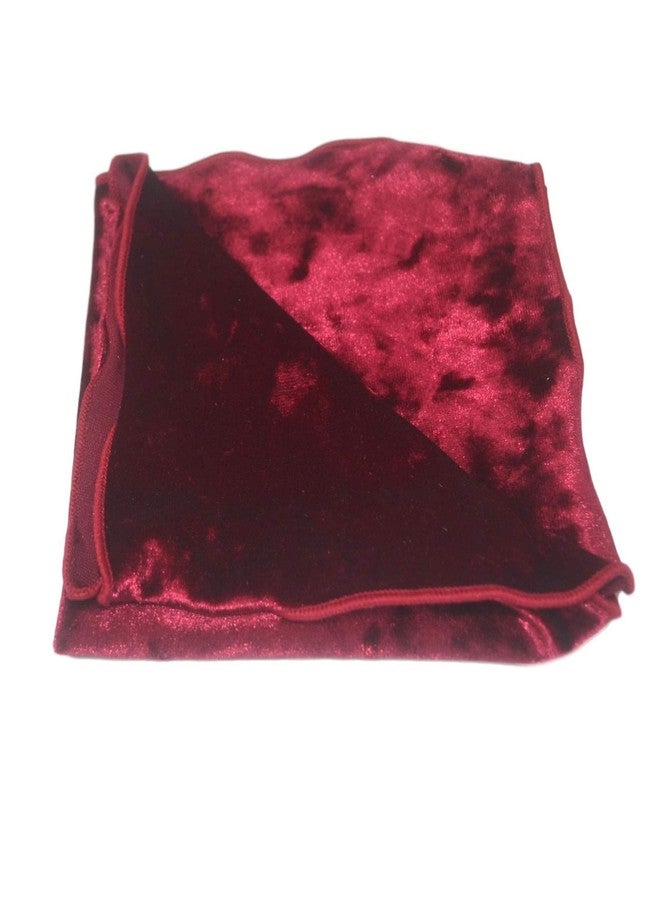 King & Priory Luxury Red Crushed Velvet Pocket Square, Handkerchief