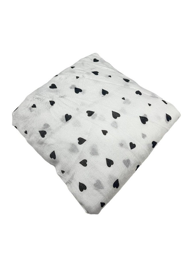 eloska world eloska world Premium Pure Cotton Stylish Printed Scarf with Built-in Sun Protection Face Cover - Breathable Cotton Mask for Women and Girls (BLACK HEART SCARF)  - Image 5