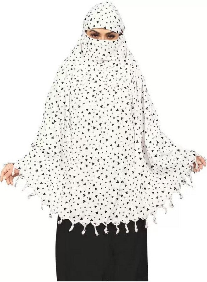 eloska world eloska world Premium Pure Cotton Stylish Printed Scarf with Built-in Sun Protection Face Cover - Breathable Cotton Mask for Women and Girls (BLACK HEART SCARF)  - Image 3