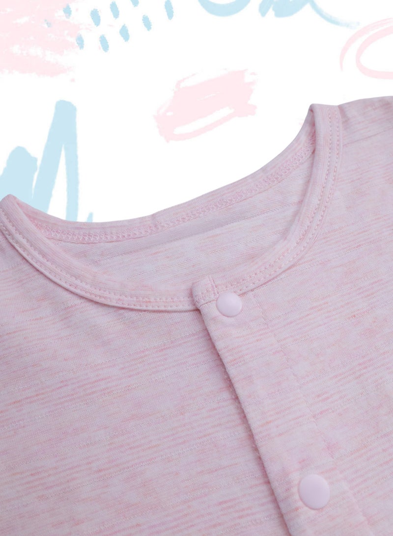 Baby Half-Sleeve Romper - Cotton Blend Lightweight Bodysuit with Duck Pendant, Front Snap Closure - For 3-18 Months - Image 3