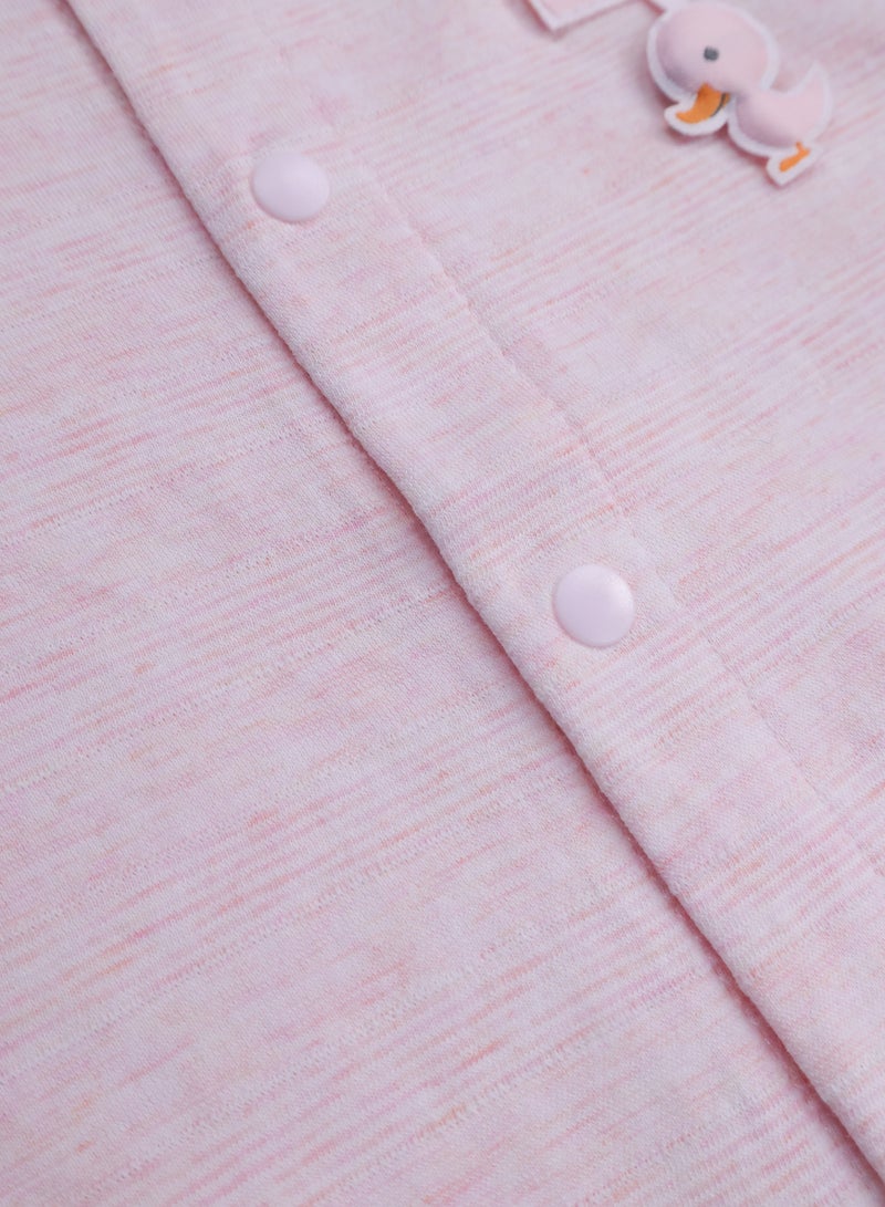 Baby Half-Sleeve Romper - Cotton Blend Lightweight Bodysuit with Duck Pendant, Front Snap Closure - For 3-18 Months - Image 5