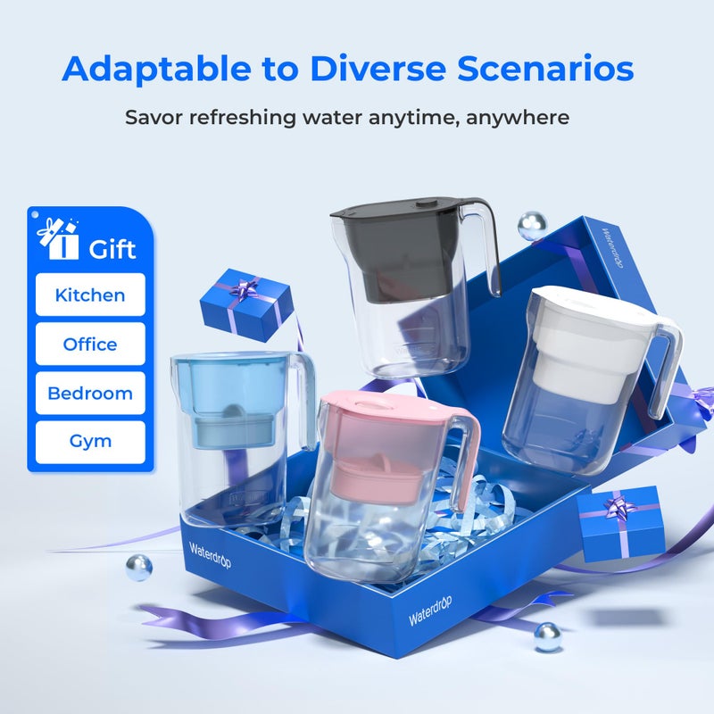 Waterdrop Water Filter Pitcher, 200-Gallon Long-Life, Countertop NSF Certified Water Purifier, Replaces 6,400 Plastic Water Bottles a Year, Reduces Chlorine, PFOA/PFOS, 7-Cup, Black - Image 3