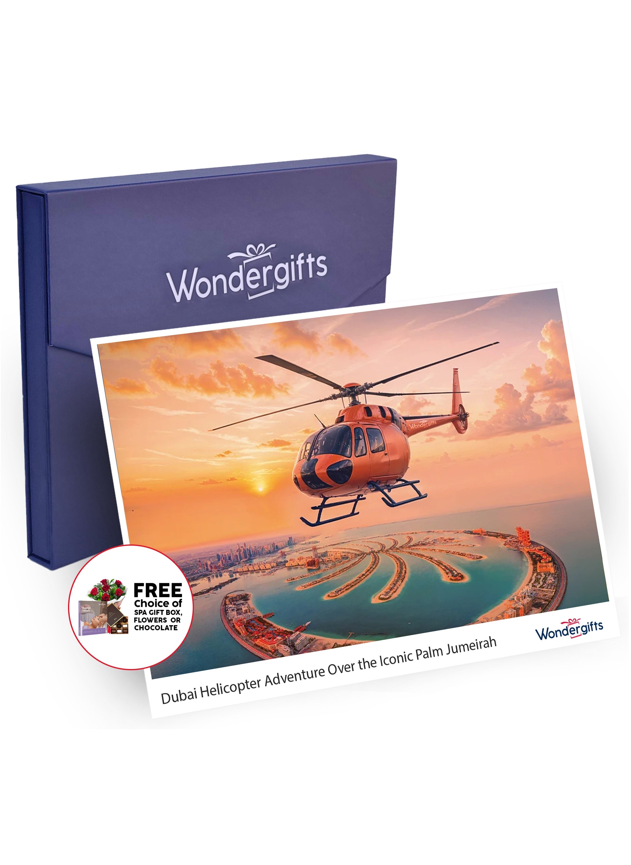 Wondergifts 12 minutes Helicopter Tour, Explore the Skies of the UAE with Free Spa Gift Box 