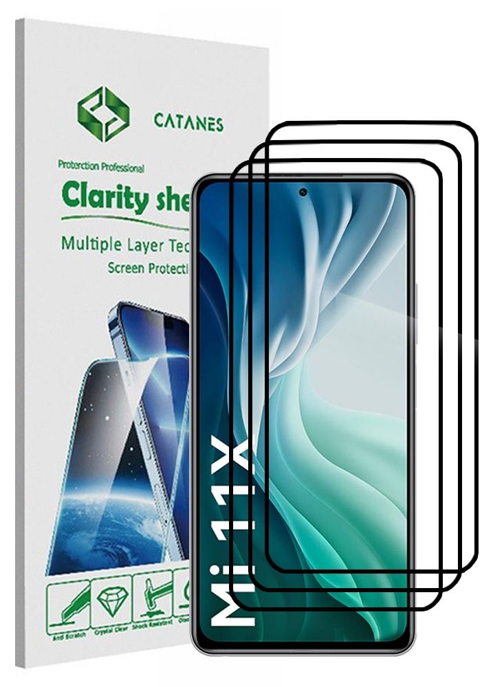 CATANES 3 Pack For Xiaomi Mi 11X Screen Protector Tempered Glass Full Glue Back - Image 1