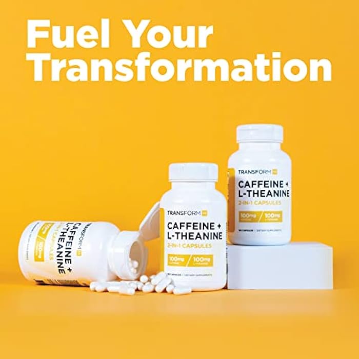 TransformHQ Caffeine & L-Theanine (100mg Each) 180 Caps - Gluten Free, Non-GMO - Image 5
