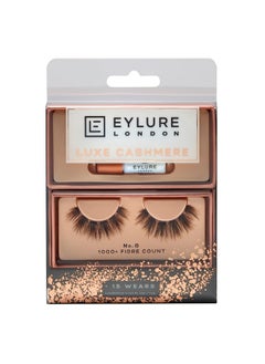 EYLURE Eylure False Lashes, Luxe Cashmere No. 8 with Adhesive Included, 1 Pair,Black  - Image 1
