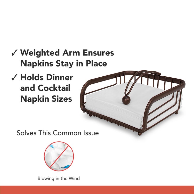 Spectrum Ashley Weighted Napkin Holder, Flat Napkin Holder With Weighted Arm, Traditional-Style Napkin Dispenser, Sturdy Steel Kitchen & Dining Room DÃ©cor - Image 3