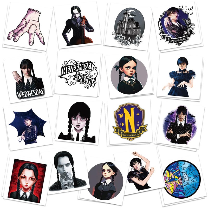 Wednesday New Addams Party Decorations, 34Pcs Temporary Tattoos Party Favors, Removable Tattoo Stickers for Goody Bag Treat Bag Stuff for Wednesday New Addams Birthday Party Supplies