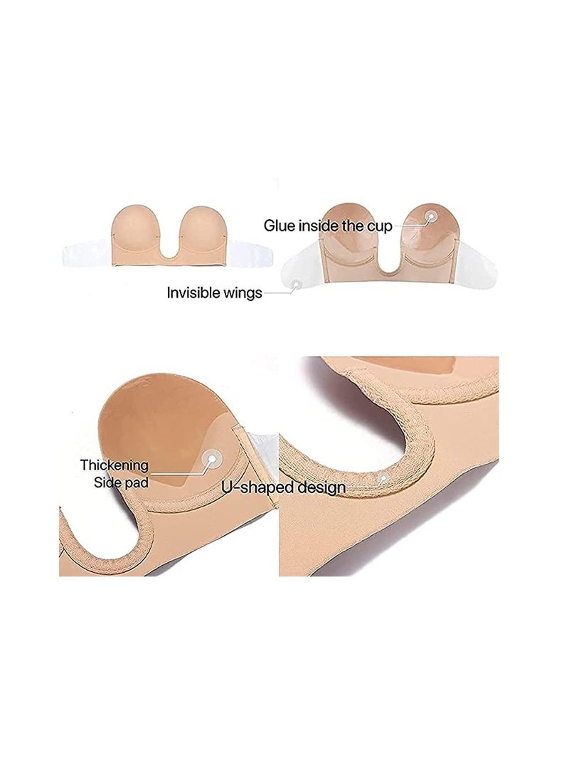 KASTWAVE Adhesive Bra Women's Push Up Plunge Adhesive Bra Reusable Deep U-Shaped Sticky Bra Strapless Backless Breast Lifting Bra - Image 2