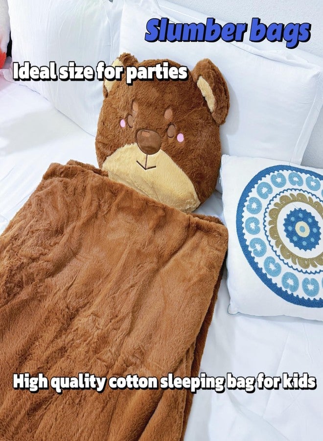 Nalexmi Kids Sleeping Bag, Animal Slumber Bags for Kids, Boys, and Girls. Soft Pillow, Nap Mat, Naptime (Brown Bear) - Image 3