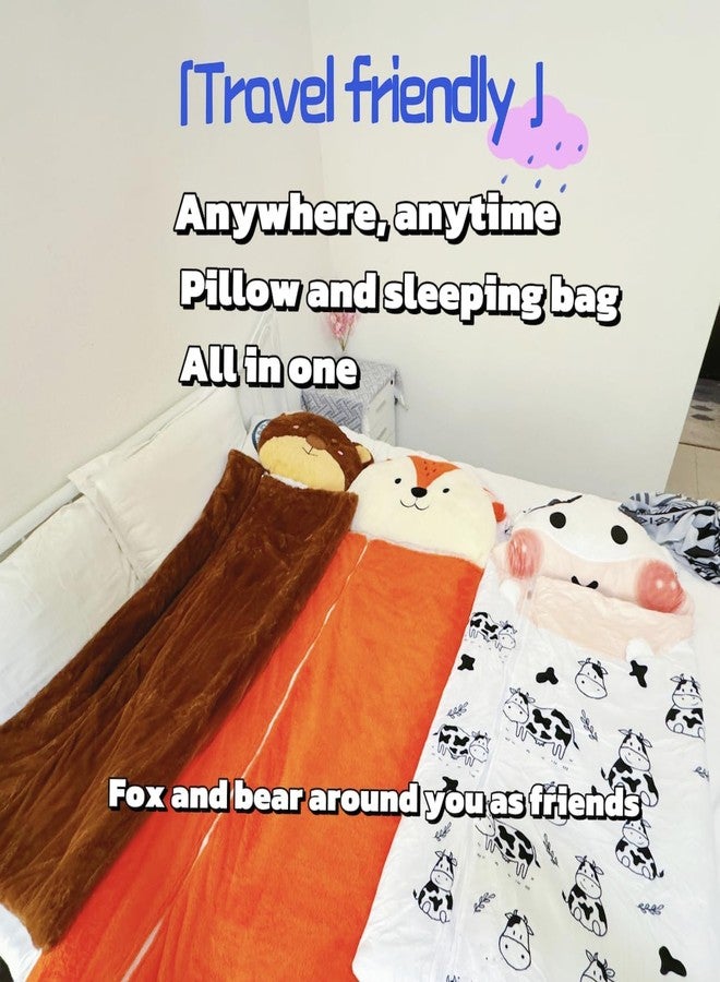 Nalexmi Kids Sleeping Bag, Animal Slumber Bags for Kids, Boys, and Girls. Soft Pillow, Nap Mat, Naptime (Brown Bear) - Image 2