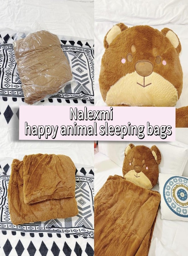 Nalexmi Kids Sleeping Bag, Animal Slumber Bags for Kids, Boys, and Girls. Soft Pillow, Nap Mat, Naptime (Brown Bear) - Image 4