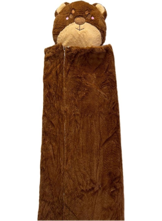 Nalexmi Kids Sleeping Bag, Animal Slumber Bags for Kids, Boys, and Girls. Soft Pillow, Nap Mat, Naptime (Brown Bear) - Image 1