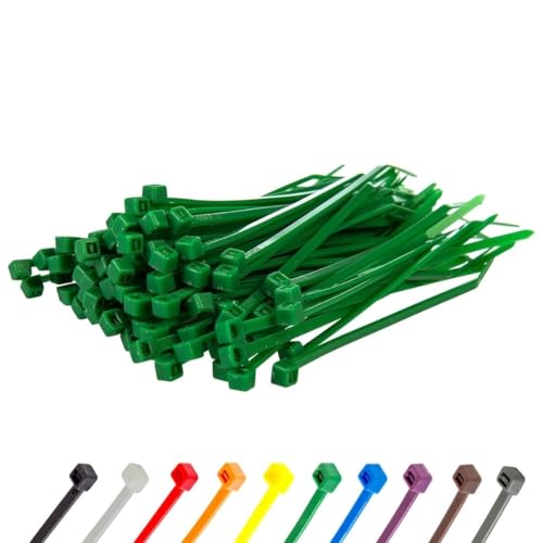 GTSE 6 Inch Green Zip Ties, 100 Pack, 40lb Strength, UV Resistant Strong Nylon Cable Ties, Self-Locking 6" Tie Wraps - Image 1