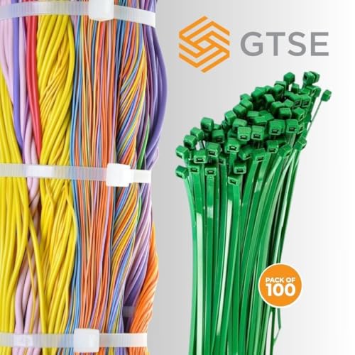 GTSE 6 Inch Green Zip Ties, 100 Pack, 40lb Strength, UV Resistant Strong Nylon Cable Ties, Self-Locking 6" Tie Wraps - Image 4