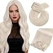 Moresoo Seamless Clip in Hair Extensions Platinum Blonde PU Skin Weft Hair Extensions Clip ins Human Hair Soft and Straight Human Hair Clip in Extensions Can Style 120G 20Inch 7Pcs - Image 2