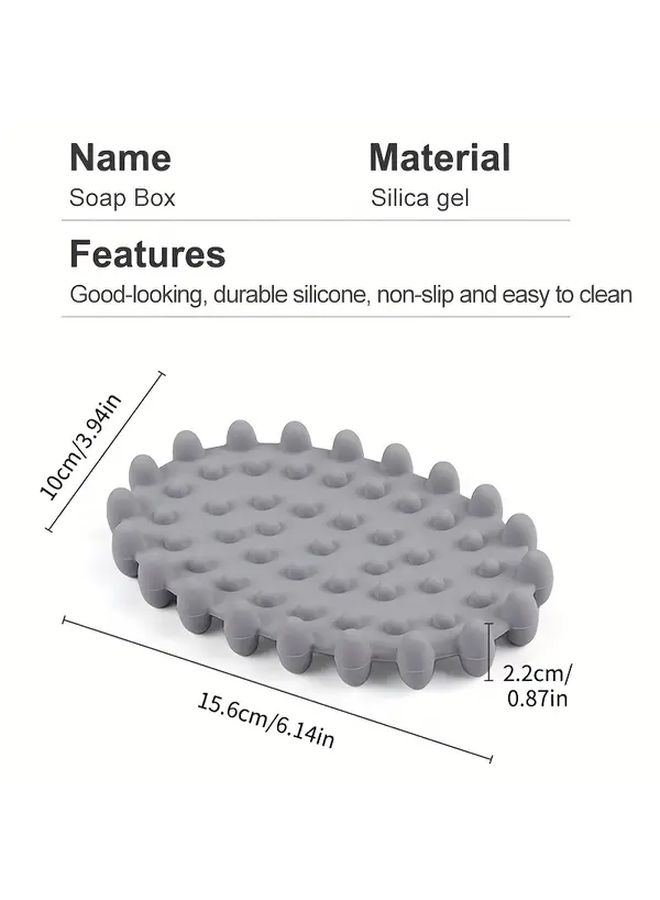 Khaki Non Slip Silicone Soap Holder With Drainage Quick Dry Oval Soap Dish - Image 3
