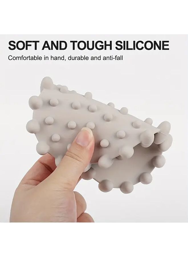 Khaki Non Slip Silicone Soap Holder With Drainage Quick Dry Oval Soap Dish - Image 4