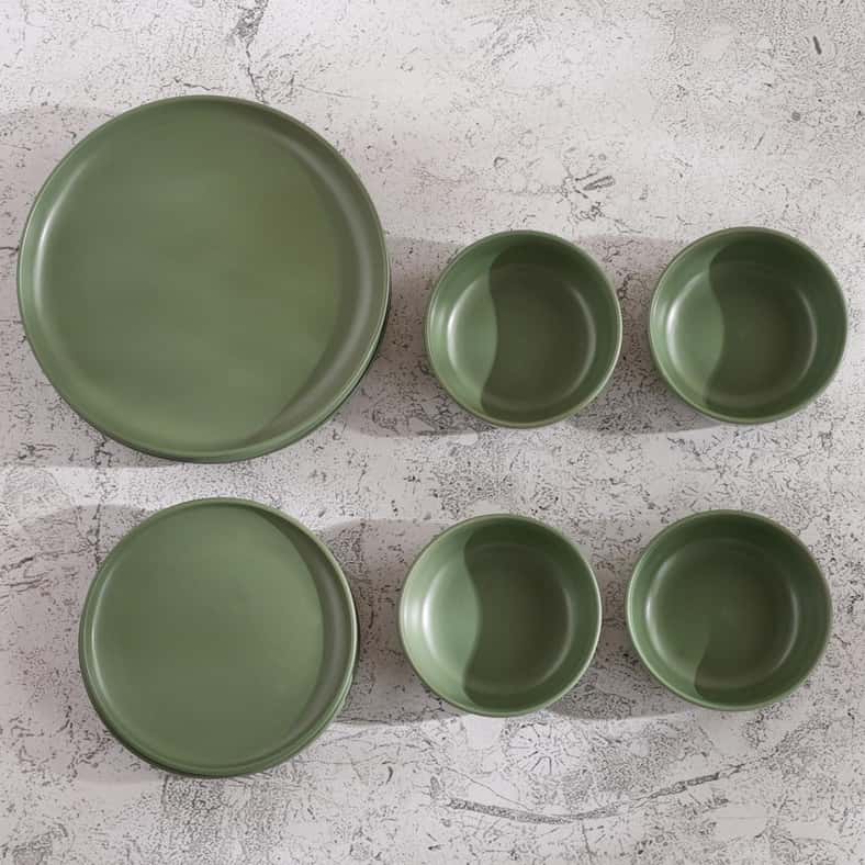 Pan Home طقم عشاء من 12 قطعة من الخزف - أخضر - Image 5