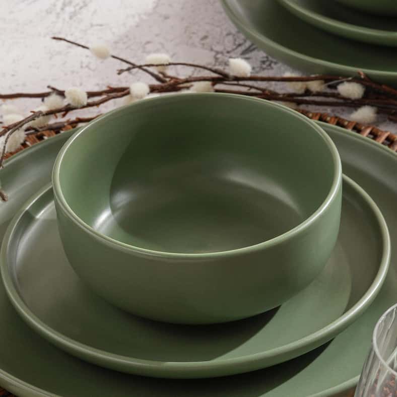 Pan Home طقم عشاء من 12 قطعة من الخزف - أخضر - Image 2