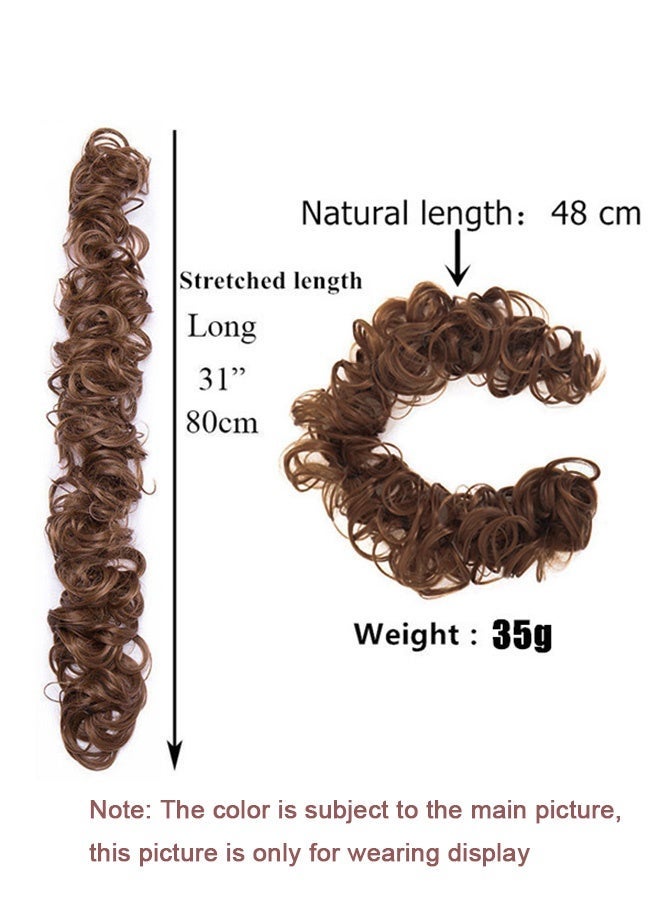 سوفي وصلات شعر أنيقة مجعدة للشعر بدون إتلاف الشعر للنساء - شعر مستعار كثيف بمظهر طبيعي بطول 48 سم، وصلات شعر مجعدة مرفوعة بتسريحة كعكة أنيقة، إكسسوارات شعر أنيقة للنساء لحفلات الزفاف والاستخدام اليومي - Image 3