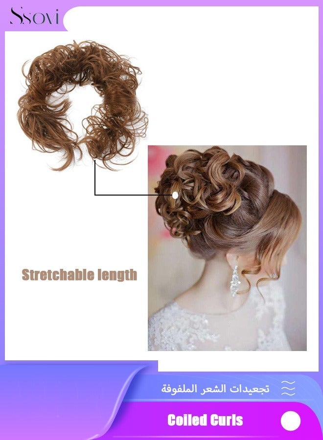 سوفي وصلات شعر أنيقة مجعدة للشعر بدون إتلاف الشعر للنساء - شعر مستعار كثيف بمظهر طبيعي بطول 48 سم، وصلات شعر مجعدة مرفوعة بتسريحة كعكة أنيقة، إكسسوارات شعر أنيقة للنساء لحفلات الزفاف والاستخدام اليومي - Image 1
