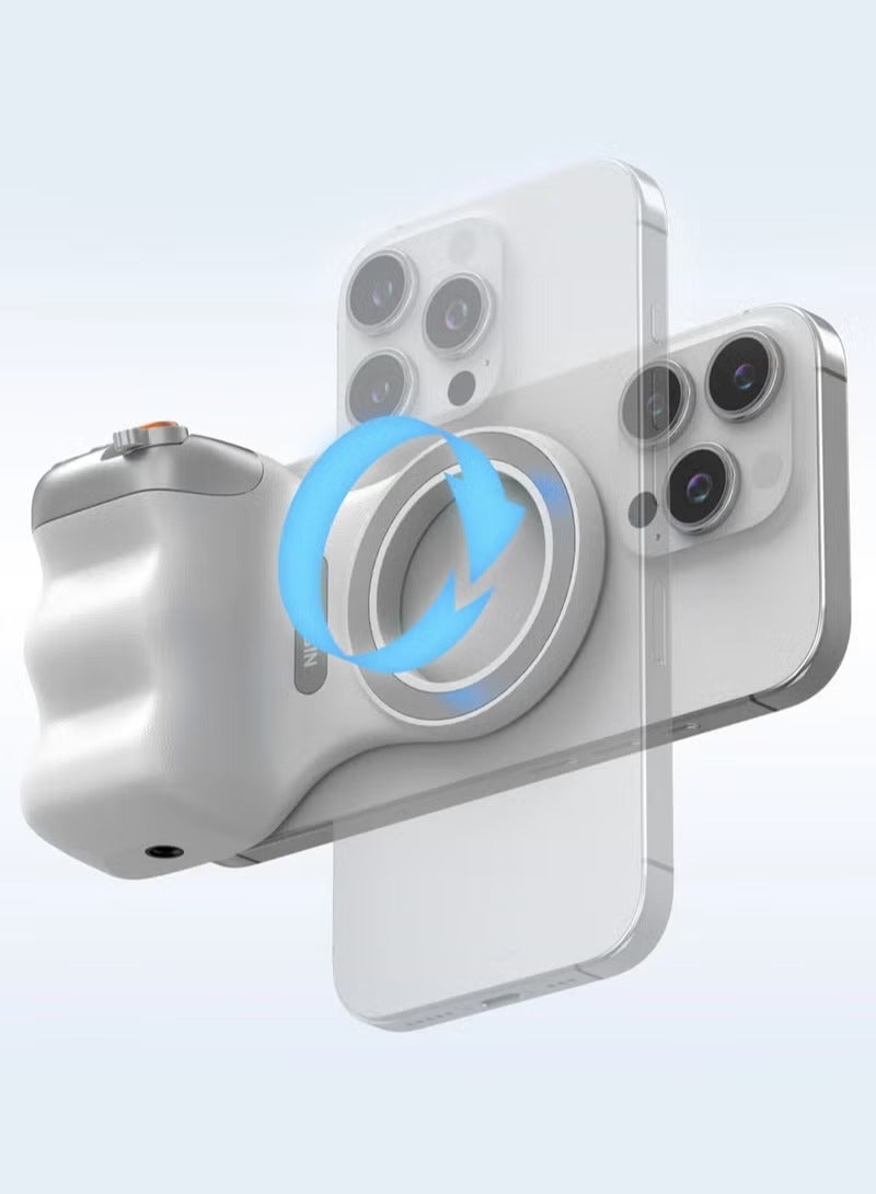TELESIN Fun Shot Magnetic Grip 2 | Magnetic Camera Phone Grip with Bluetooth Remote Shutter, Strong Magnetic Mount, Ergonomic Handle, 1/4" Screw & Cold Shoe Compatible for iPhone MagSafe & Magnetic Phones - Image 2