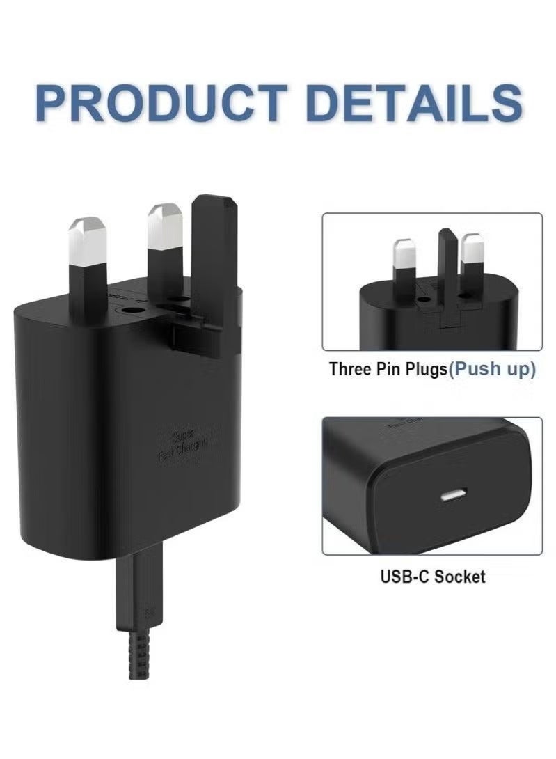 SANMUDII 45W USB-C Super Fast Charger, Compatible S26 Ultra, S26 Plus, S26, S25 Ultra, S25 Plus, S25, S24, S23, S22 Ultra, S22, S21 Ultra, S21, A54, A53, A52, A32-45W including Type-C 5A Fast charging cable and power adapter for phones, headphones and tablets with USB-C port. - Image 2