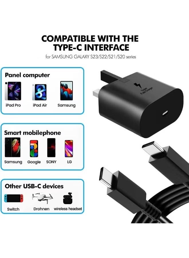 SANMUDII 45W USB-C Super Fast Charger, Compatible S26 Ultra, S26 Plus, S26, S25 Ultra, S25 Plus, S25, S24, S23, S22 Ultra, S22, S21 Ultra, S21, A54, A53, A52, A32-45W including Type-C 5A Fast charging cable and power adapter for phones, headphones and tablets with USB-C port. - Image 3
