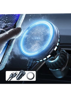 Lisen for 15w MagSafe Car Mount Charger - [Fastest Cooling Charger] Magnetic Phone Wireless Charging Mount for iPhone 16/15/14/13/12 Pro Max/Plus/Mini - Ice Cooler Magnetic Phone Holder, Black  - Image 1